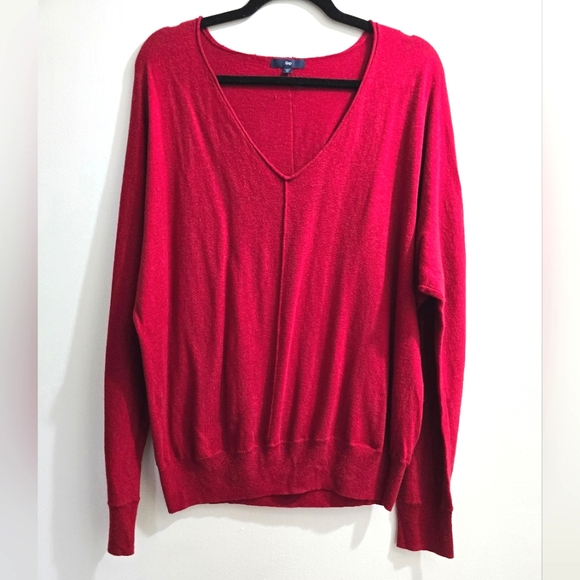 Gap Red Cotton/Wool Blend Knit V Neck Sweater size XL - Picture 12 of 12